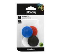 Plots magnétiques-aimants Ø 32 mm couleurs assorties - Lot de 4