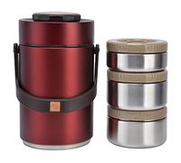 plplaaoo Bocal Alimentaire Isolé Sous Vide,Boîte À Lunch En Acier Inoxydable 304. Récipient À Lunch De 2.3 L De 9.6 Po De Hauteur, Boîte À Bento Non Toxique Et Anti-Fuite(Rouge)