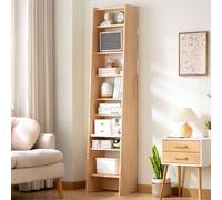 PLPLKTNNKK Bibliothèque À 10 Niveaux,Étagère de Rangement Ouverte en Bois de Pin Massif,Meuble de Rangement Livres Étroit et Stable,Idéal comme Cloison Séparateur pour Salon,Bureau Ou Chambre 40CM