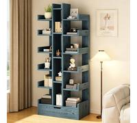 PLPLKTNNKK Bibliothèque À 6 Niveaux avec Tiroir,Meuble de Rangement Moderne,Étagère Ouverte pour Livres et Décoration,Grand Espace de Stockage,51X18x172 Cm pour Salon,Bureau,Chambre C