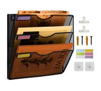 PLSOPPKG Porte-documents mural à 3 niveaux A4 à suspendre - En maille métallique durable - Porte-revue mural de bureau à 3 niveaux-Organisateur de courrier - Noir