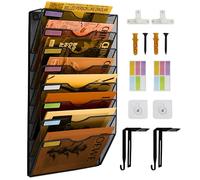 PLSOPPKG Porte-documents mural à 8 niveaux A4 à suspendre - En maille métallique durable - Porte-revue mural de bureau à 8 niveaux-Organisateur de courrier - Noir