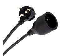 Plugger Rallonge Prolongateur électrique 5m Coloris Noir. Certification européenne NF 16A. Section 3G1.5mm². Prise UE CEE 7/7 à Prises mâle et Femelle. Jusqu'à 250V. Schuko coudé à 90°. Qualité Pro.