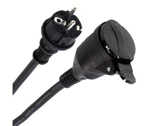 Plugger Rallonge Prolongateur électrique Professionnel étanche IP44, Longueur 10m, Noir. 16A Section 3G 1.5mm². Utilisation en extérieur ou intérieur. Bouchon de Protection. Qualité Professionnelle.