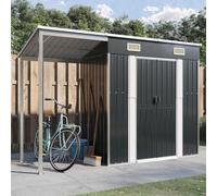 Plumbpyr Abri de jardin avec toit remorqué, anthracite, en acier galvanisé, 277 x 107 x 181 cm, abri à outils avec espace de rangement pour outils, outils de jardin, vélo, tondeuse à gazon, poubelle
