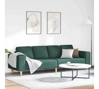 Plumbpyr Canapé de salon, vert foncé, 250 x 77 x 76 cm, en polyester, rembourré, plusieurs places, avec pieds marrons, accoudoirs ergonomiques, respirant, durable, idéal pour le salon, la chambre