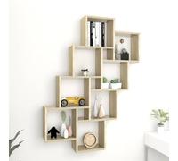 Plumbpyr Étagère cubique en chêne Sonoma - 90 x 15 x 119 cm - Étagère murale ouverte comme bibliothèque pour salon, chambre à coucher, cuisine, salle de bain - Organiseur de rangement robuste