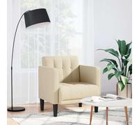 Plumbpyr Fauteuil avec accoudoirs en tissu crème Largeur d'assise 53 cm Fauteuil lounge et club pour salon, chambre à coucher et bureau Chaise rembourrée avec dossier et rembourrage confortable