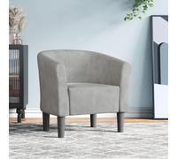 Plumbpyr Fauteuil club en velours gris clair avec rembourrage, chaise confortable avec accoudoirs pour salon, chambre à coucher, bureau et chambre d'amis, fauteuil lounge avec dossier et confort
