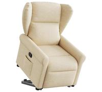 Plumbpyr Fauteuil relax avec aide au lever et moteur électrique, tissu crème, chaise rembourrée avec largeur d'assise 50 cm, accoudoirs et dossier, idéal pour le salon, le coin lecture et le confort