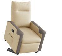 Plumbpyr Fauteuil relax avec aide au lever et moteur électrique, tissu crème, fauteuil rembourré avec accoudoir, repose-pieds et dossier réglable pour salon, coin lecture, bureau et chambre d'amis
