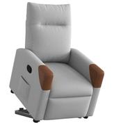 Plumbpyr Fauteuil relax électrique avec aide à se lever - Housse en tissu gris nuage - 69 x 86 x 100 cm - Hauteur d'assise 47 cm - Avec poche latérale et fonction de couchage manuelle - Pour salon