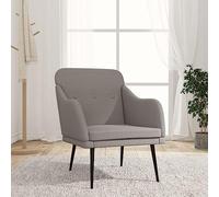 Plumbpyr Fauteuil taupe en tissu avec structure en métal - 63 x 76 x 80 cm - Chaise rembourrée confortable pour salon, chambre à coucher, coin lecture et bureau avec accoudoirs et dossier pour des