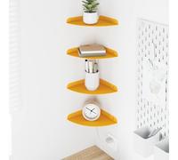 Plumbpyr Lot de 4 étagères flottantes - Jaune moutarde - En acier mat - 18 x 18 x 2 cm - Fixation murale - Étagère suspendue pour livres, cuisine, salle de bain, couloir, bureau - Système d'étagère
