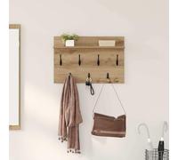 Plumbpyr Porte-manteau mural en chêne Artisan, 60 x 40 x 12 cm, pour couloir, entrée, 1 étagère avec crochet, étagère murale console, organiseur, espace de rangement