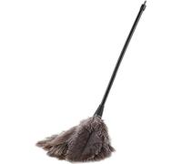 Plumeau en autruche - Plumeau naturel à manche long - Nettoyage antistatique avec un tissu doux - Pour les vitres, la cuisine, le bureau, le clavier