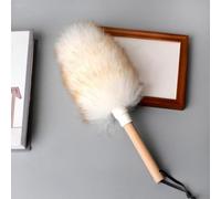 Plumeau en laine avec poils épais et doux en laine d'agneau et poignée ergonomique en bois pour des tâches de nettoyage efficaces de la maison et du bureau (taille S)