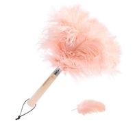 Plumeau en plumes d'autruche - 38,1 cm - Rose - Avec poignée en bois - Pour nettoyer clavier, bibliothèque, tableau de bord