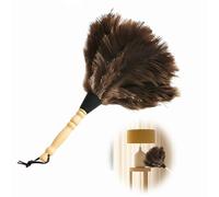 Plumeau en plumes d'autruche avec manche en bois pour la maison et le jardin, 32 cm