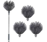 Plumeau Extensible Télescopique avec Trois Têtes pour Toiles D’araignée | Fibre Lavable, Perche Réglable et Poignée Ergonomique, Nettoyage Intérieur des Plafonds, Ventilateurs et Zones Difficiles
