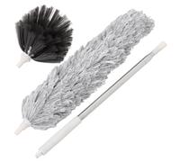 Plumeau Ménager Extensible pour Plafond, Toiles D’araignée et Meubles | Tête Lavable en Fibre, Tige en Acier Inoxydable et PP, Nettoyage Domestique des Plinthes, Coins Étroits