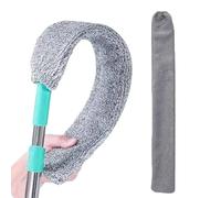 Plumeau plat - Nettoyeur de sous-meubles à grande portée - Outil coulissant en microfibre - Balayeur de joints compact - Appareil de levage de poussière réglable pour travaux détaillés sur les