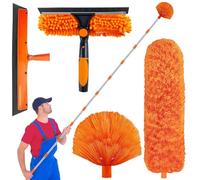 Plumeau Poussiere Telescopique 6m, Poussiere Plumeau Lavable Microfibre, Tete De Loup, Balai Télescopique, Raclette De FenêTre pour Ventilateur Plafond, Toile Araignée, Meubles, Voitures