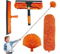 Plumeau télescopique 6 m, avec plumeau Long Extensible de 1,5 à 4,9 m, Brosse de Nettoyage télescopique et tête en Microfibre, rac
