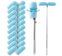 Plumeau télescopique compatible avec Swiffer - Recharge d'aimant à poussière - Perche télescopique de 180 cm avec 20 lingettes jetables pour nettoyage domestique, plafond, ventilateur, fenêtre, zones