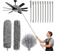 Plumeau télescopique lavable, 4,9 m, plumeau lavable, accessoires de nettoyage, trois têtes de nettoyage pour différents scénarios d'application