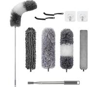 Plumeau Télescopique long 9pcs Set 2,54m extensible lavable Balai à poussière Magic Duster
