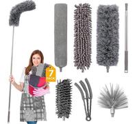 Plumeau télescopique long et extensible avec rallonge, pour enlever les toiles d'araignée, lavable, avec rallonge, extensible jusqu'à 2,6 mètres