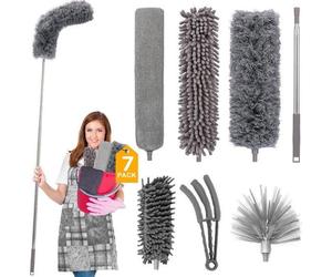 Plumeau télescopique long et extensible avec rallonge, pour enlever les toiles d'araignée, lavable, avec rallonge, extensible jusqu'à 2,6 mètres