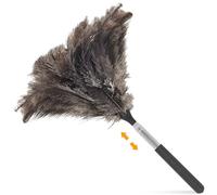 Plumeau Télescopique Plumes Autruche Naturelles, Attrape-Poussière Portable Extensible Jusqu 115 cm, Fournitures Nettoyage Réutilisable pour Plafonds Hauts Fenêtres Prises Meubles Appareils Ménagers