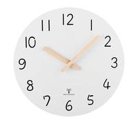 Plumeet Horloge murale analogique radio-pilotée, 40,6 cm Horloge murale en bois sans cadre avec mouvement à quartz silencieux, Horloges rustiques de style cottage en noyer décoratives pour chambre à