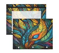 Plumes Abstraites Art Trousses à Crayons Transparentes pour Chevet,Compatibles avec les Classeurs à 3 Anneaux(2 Pack)