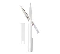 PLUS Ciseaux de voyage/de poche SC-130PF avec revêtement antiadhésif, forme de stylo fin avec capuchon de protection, 1 pièce, blanc