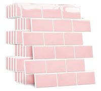 Plus épais Credence Adhesive pour Cuisine Faux Carrelage Adhesif Mural Salle de Bain Rose Crédence Adhesive Metro 3D 10 Pièces