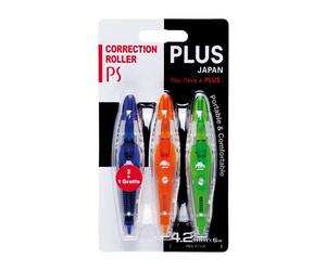 Plus Japan Lot De 3 Rollers De Correction Ps 6m X 4.2mm 2+1 Gratis Assortis