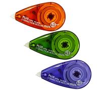 PLUS - Lot de 3 mini rubans correcteurs WH-504DC, 6 m x 4,2 mm - Bleu, Vert, Orange
