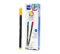 Plus Office Lot de 10 marqueurs à pointe fine 0,4 mm, idéal pour écrire, peindre et dessiner, stylos scolaires avec pointe fine, encre de couleur à base d'eau (jaune)