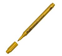 Plus Office - Marqueur permanent, résistant aux taches et à l'eau sur presque toutes les surfaces, largeur de trait 0,7 mm, longue durée, lot de 12 marqueurs (or)