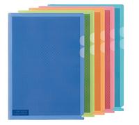 PLUS - Pochettes coins camouflage FL-127CH, Format A4 - Lot de 5 - Bleu/Vert/Orange/Rose/Incolore
