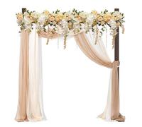 PlusFive Arche de mariage carrée en bois de 2,28 m, grand cadre d'arche de mariage en bois pour demande en mariage, anniversaire, Saint-Valentin, extérieur et intérieur, décoration de jardin rustique