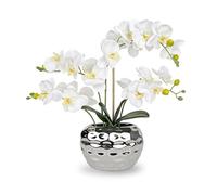 PlusFive Orchidées artificielles en Pot - Fleurs artificielles Blanches Phalaenopsis en Soie, 48cm orchidées artificielles comme Vraies Fleurs Artificielle pour décoration de Table, de Fenêtre