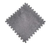Plush Interlocking Carpet Tiles, Square Puzzle Floor Mat for Toddler Baby | Premium plush fabric provides cozy warmth, non slip EVA base ensures safe play Gris
