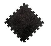 Plush Interlocking Carpet Tiles, Square Puzzle Floor Mat for Toddler Baby | Premium plush fabric provides cozy warmth, non slip EVA base ensures safe play Noir