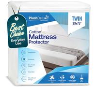 PlushDeluxe Protège-Matelas Double 100% imperméable hypoallergénique, sans Vinyle, Respirant, Surface Douce en Coton éponge - Garantie 10 Ans à partir de