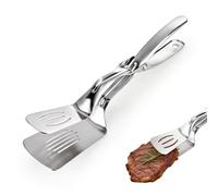 Plushly Spatule en acier inoxydable, pince à levier économe en main-d'œuvre, pince de cuisine pour la cuisine, 30 cm, pince à grille en métal, double spatule pour retourner la viande, le steak, les