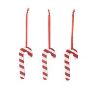 Pluto Design Suspension de sapin de Noël sucre d'orge. lot de 3 Blanc-rouge